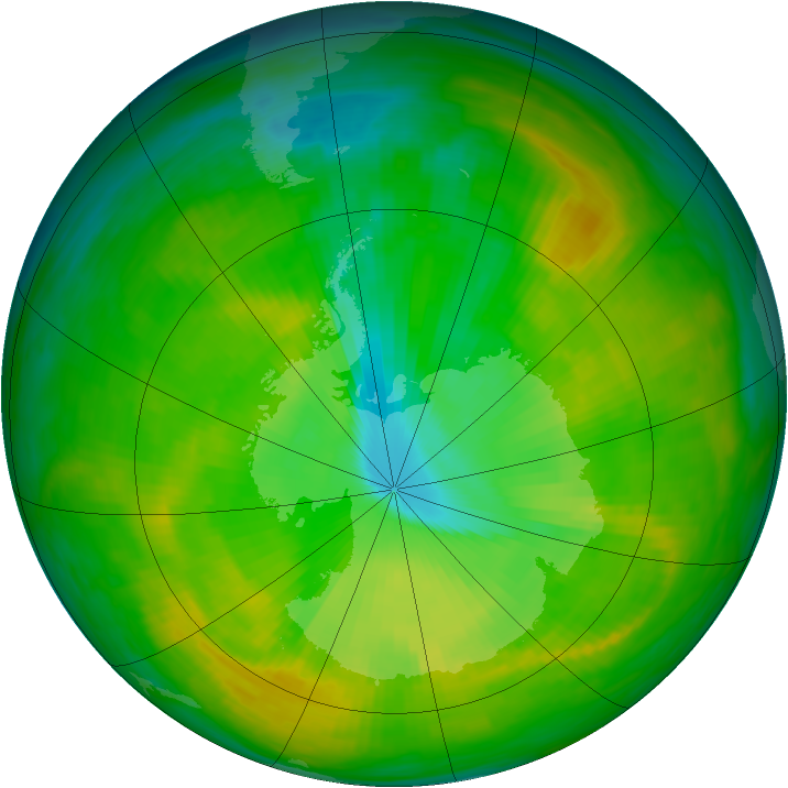 Antarctic ozone map for 25 November 1982
